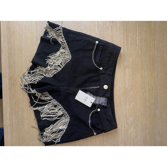 Forever 21 Denim - Forever 21 Black Denim Rhinestone Fringe
